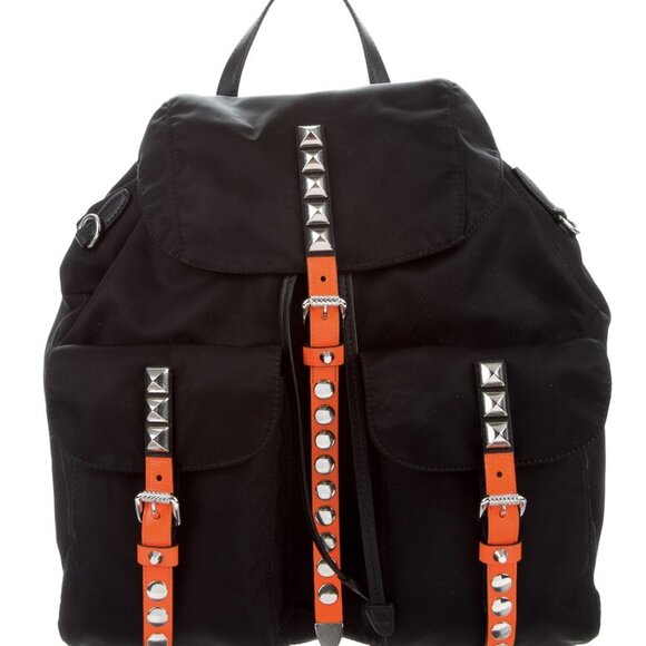 Prada New Vela Nylon Studded Tessuto Backpack - Picture 1 of 5